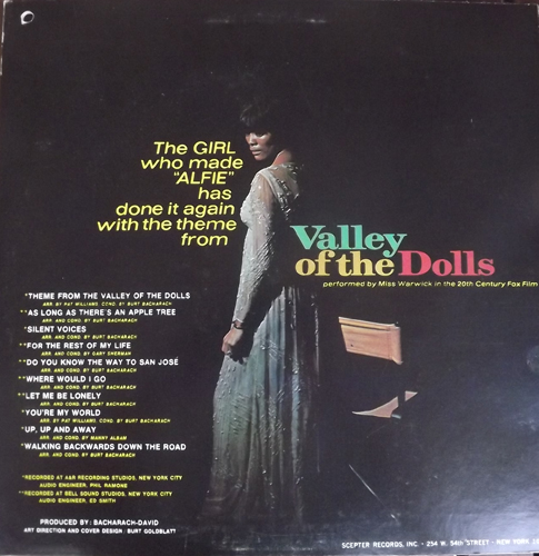 DIONNE WARWICK Valley Of The Dolls (Scepter - USA early reissue) (VG+/EX) LP