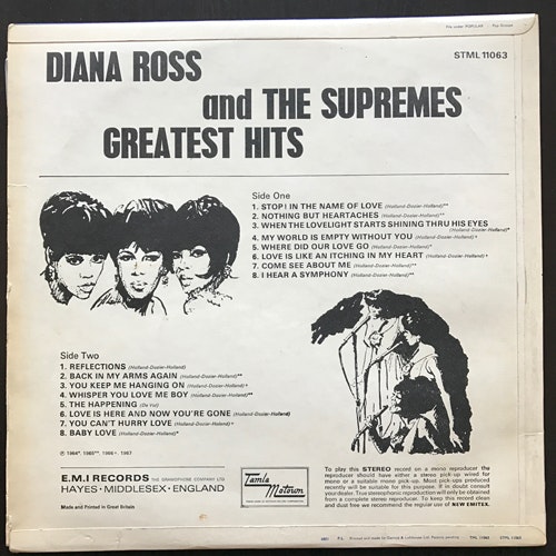 DIANA ROSS AND THE SUPREMES Greatest Hits (Tamla Motown - UK original) (VG) LP