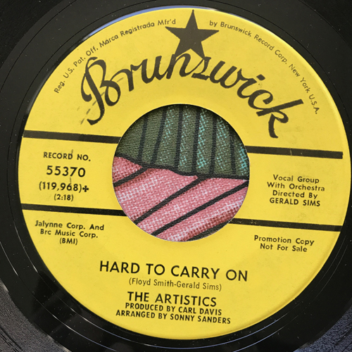 ARTISTICS, the Hard To Carry On (Promo) (Brunswick - USA original) (VG+) 7"