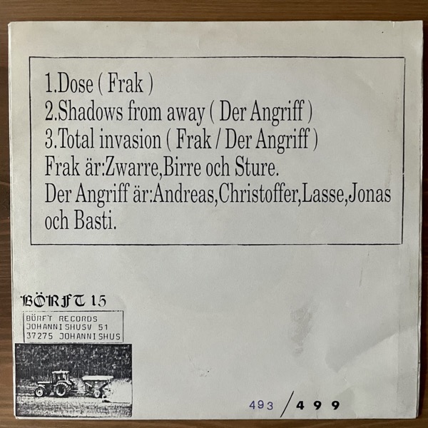 FRAK / DER ANGRIFF Split (Red vinyl) (Börft - Sweden original) (VG+) 7"