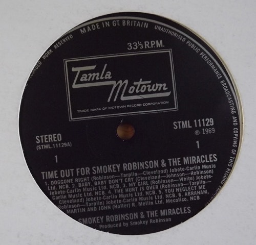 SMOKEY ROBINSON & THE MIRACLES Time Out For Smokey Robinson & The Miracles (Tamla Motown - UK original) (Generic/VG+) LP