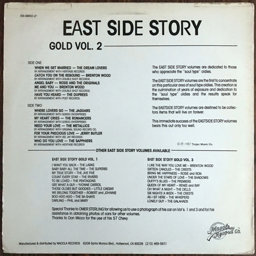 VARIOUS East Side Story - Gold Vol. 2 (Macola - USA original) (VG/EX) LP
