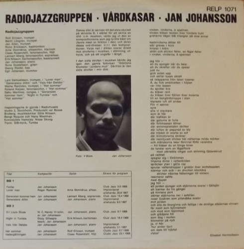 RADIOJAZZGRUPPEN, JAN JOHANSSON Vårdkasar (SR - Sweden original) (EX/VG+) LP