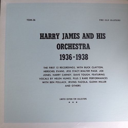 HARRY JAMES AND HIS ORCHESTRA 1936-1938 (Green vinyl) (The Old Masters - Germany original) (EX) LP