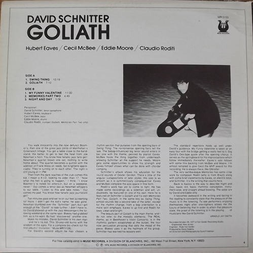 DAVID SCHNITTER Goliath (Muse - USA original) (VG/EX) LP