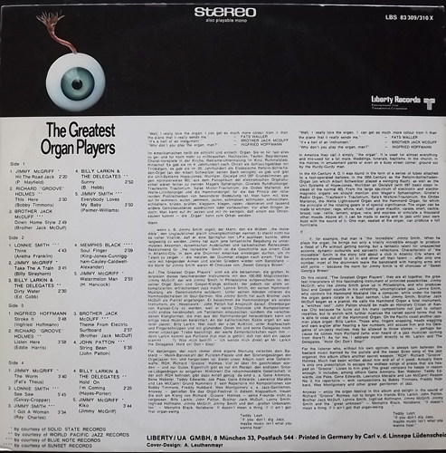 VARIOUS The Greatest Organ Players (Liberty - Germany original) (VG+/EX) 2LP