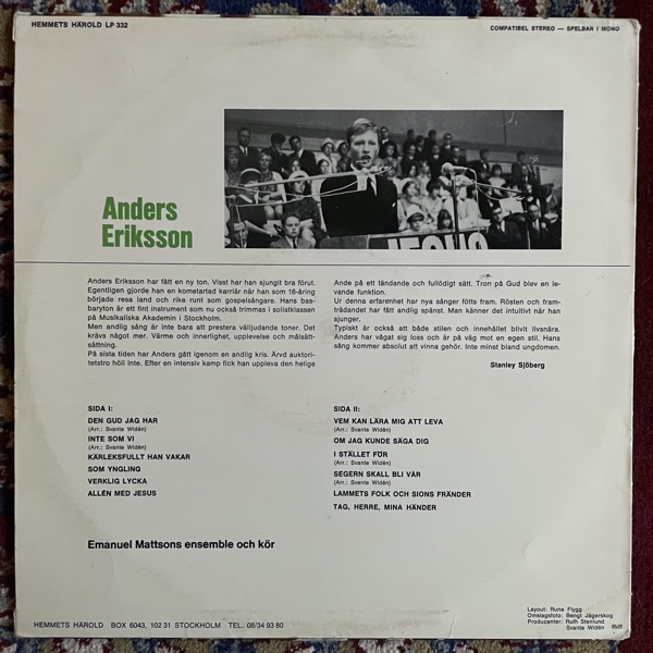 ANDERS Anders (Hemmets Härold - Sweden original) (VG-) LP