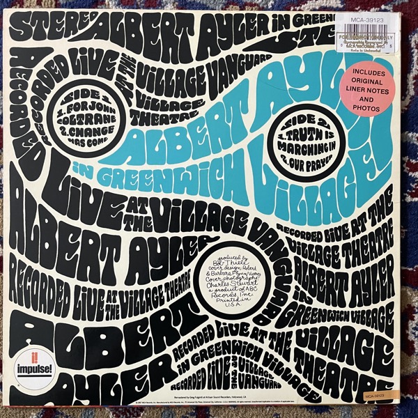 ALBERT AYLER In Greenwich Village (MCA - USA 1989 reissue) (EX) LP