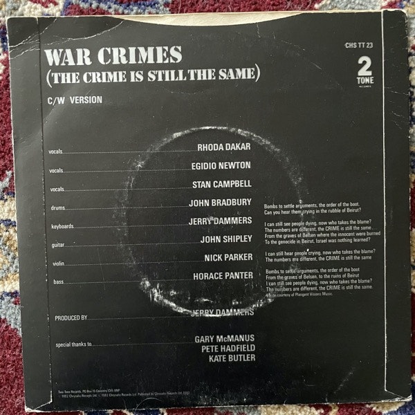 SPECIAL AKA, the War Crimes (Two-Tone - UK original) (VG-/VG) 7"