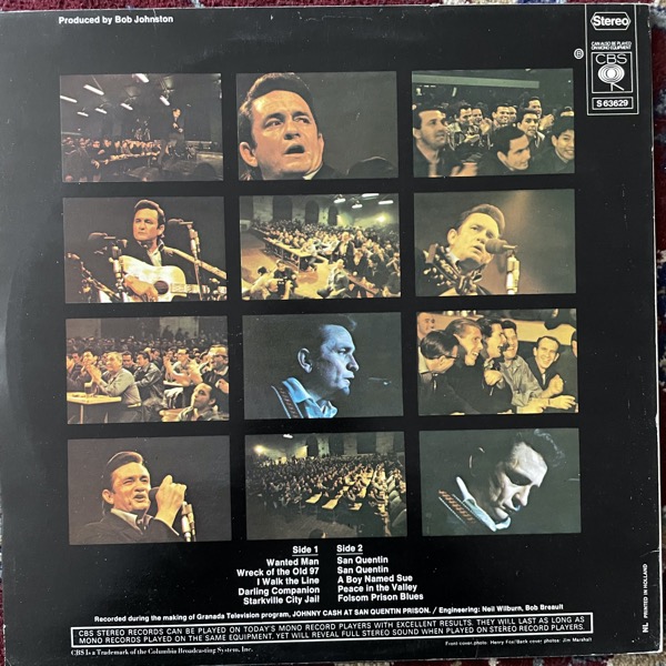 JOHNNY CASH Johnny Cash At San Quentin (CBS - Holland reissue) (VG+) LP
