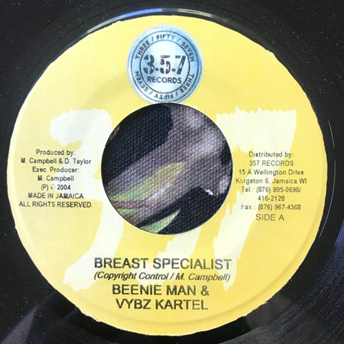 BEENIE MAN & VYBZ KARTEL Breast Specialist (357 - Jamaica original) (VG+) 7"