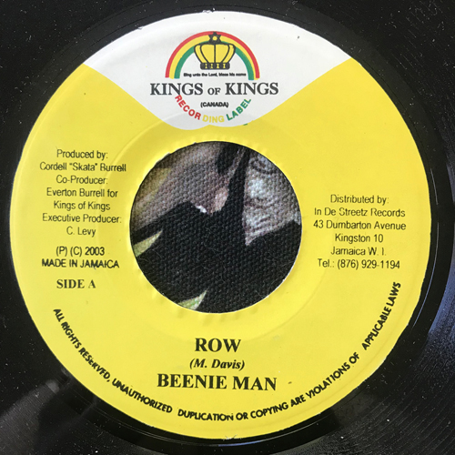 BEENIE MAN / HOLLOW POINT Row/Easy (Kings Of Kings - Jamaica original) (VG+) 7"