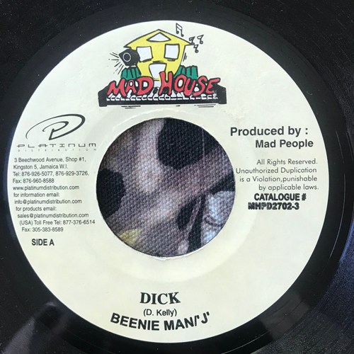 BEENIE MAN, 'J' Dick (Mad House - Jamaica original) (VG+) 7"