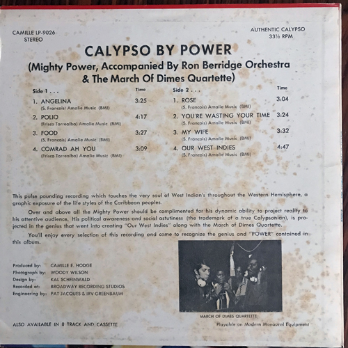 MIGHTY POWER, THE RON BERRIDGE ORCHESTRA Calypso By Power (Camille - USA original) (VG/VG+) LP