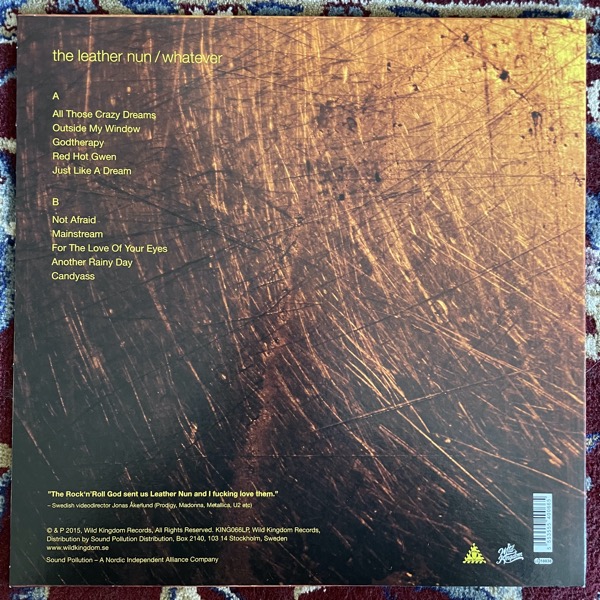 LEATHER NUN, the Whatever (Orange vinyl) (Wild Kingdom - Sweden original) (NM) LP