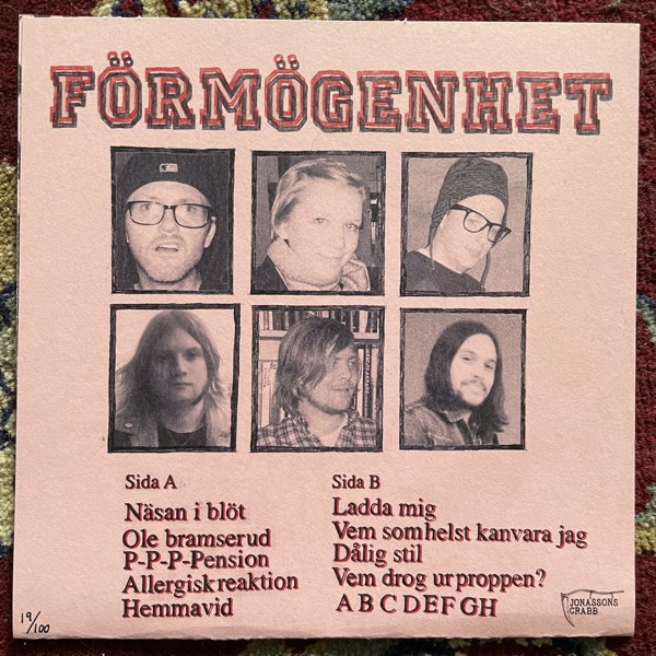 FÖRMÖGENHET Rester Med Gäster (White vinyl) (Jonassons Grabb - Sweden original) (EX) 7"