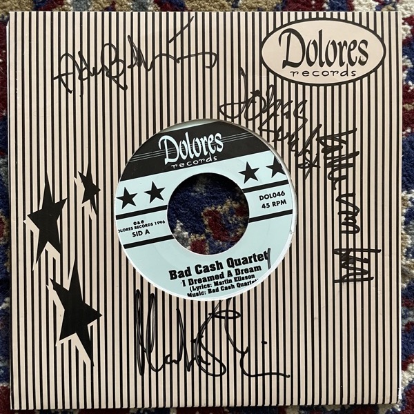 BAD CASH QUARTET Drag Queen (Pink vinyl. Signed.) (Dolores - Sweden original) (EX/VG+) 7"