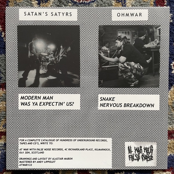 SATAN'S SATYRS / OHMWAR Split (At War With False Noise - UK original) (NM/EX) 7"