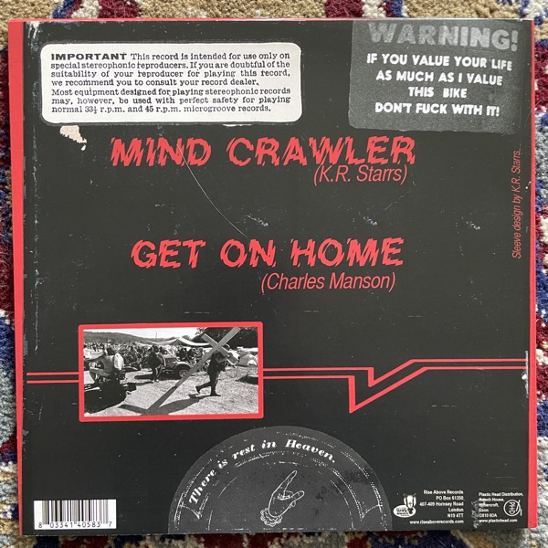 UNCLE ACID & THE DEADBEATS Mind Crawler (Yellow vinyl) (Rise Above - UK original) (EX) 7"