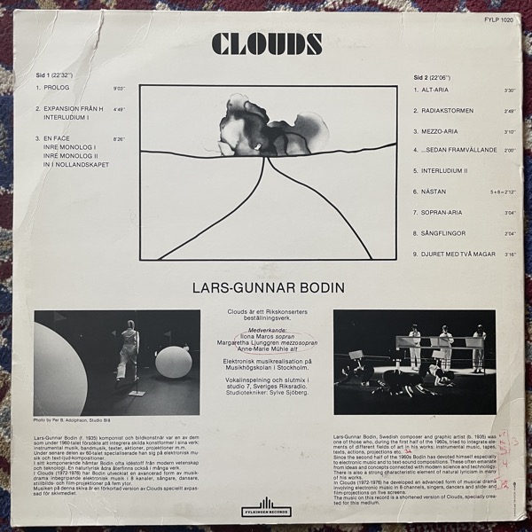 LARS-GUNNAR BODIN Clouds (Fylkingen - Sweden original) (VG) LP
