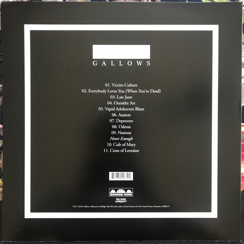 GALLOWS Gallows (White/black vinyl) (Bridge Nine - USA original) (EX) LP