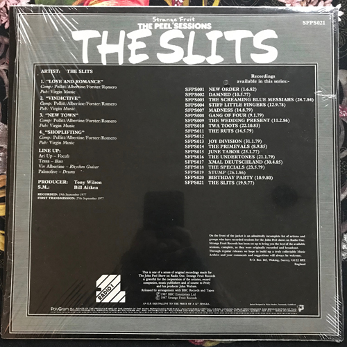 SLITS, the The Peel Sessions (Strange Fruit - Canada original) (NM/EX) 12" EP