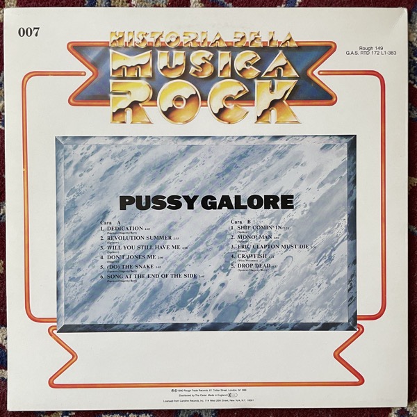 PUSSY GALORE Historia De La Musica Rock (Rough Trade - UK original) (EX) LP