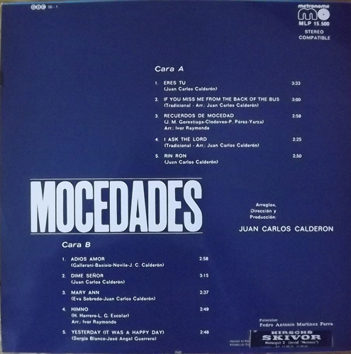 MOCEDADES Eres Tu (Metronome - Sweden original) (EX/VG+) LP