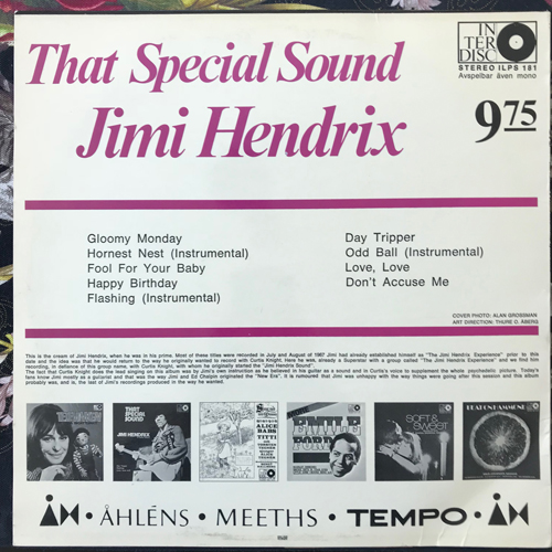JIMI HENDRIX & CURTIS NIGHT That Special Sound (Interdisc - Sweden original) (VG+) LP