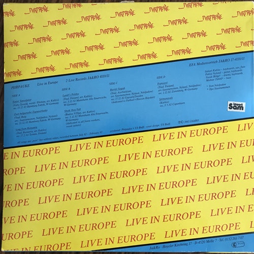 PIIRPAUKE Live In Europe (JA&RO - Germany original) (VG+/EX) 2LP