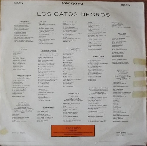LOS GATOS NEGROS Los Gatos Negros (Vergara - Spain original) (G/VG) LP