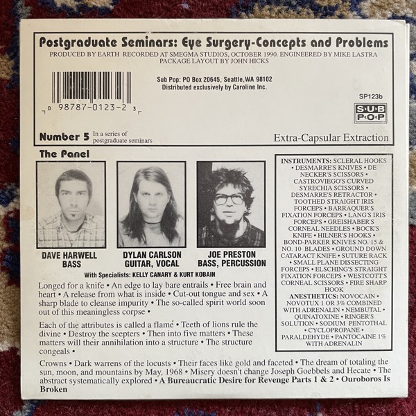 EARTH Extra-Capsular Extraction (Sub Pop - USA original) (EX) CD