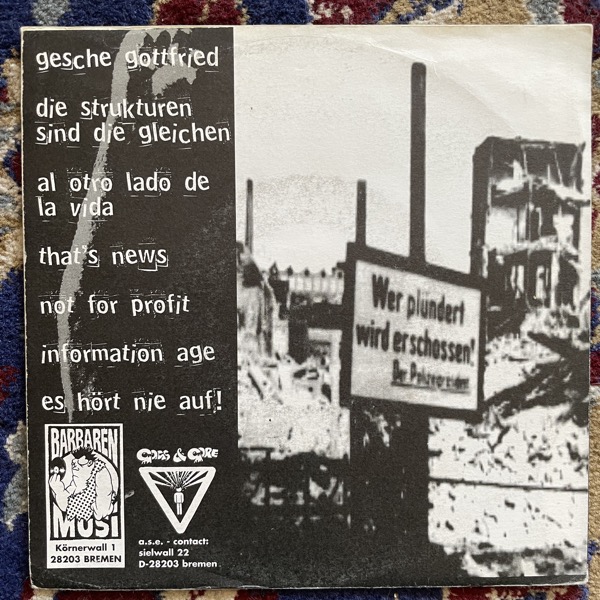 A.S.E. (Adelheid Streidel Experience) Jenseits Der Stille (Barbaren Musi ‎- Germany original) (VG) 7"