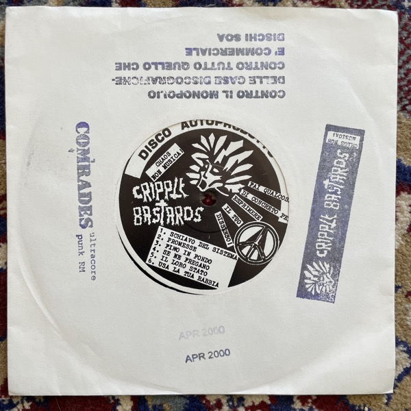 CRIPPLE BASTARDS / COMRADES Split (SOA - Italy original) (VG+) 7"