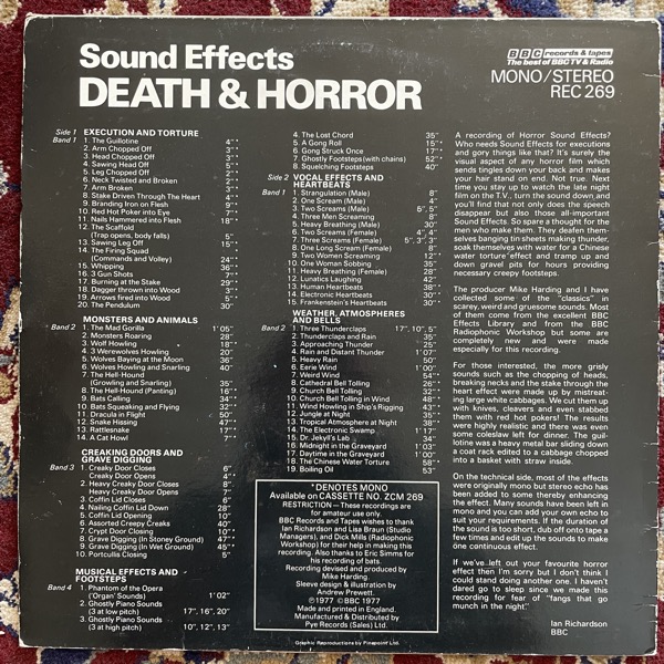 MIKE HARDING Sound Effects No.13 - Death And Horror (BBC - UK repress) (VG) LP