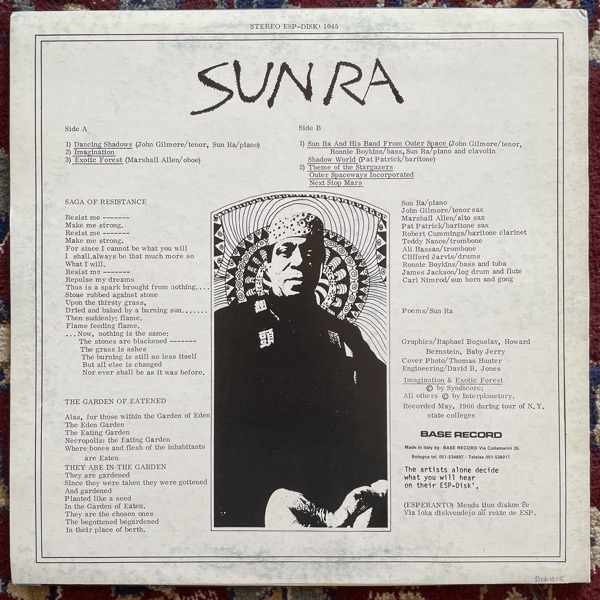 SUN RA Nothing Is... (Base - Italy 1983 reissue) (VG+) LP
