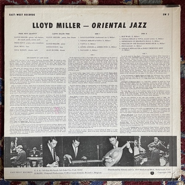 LLOYD MILLER Oriental Jazz (East-West - USA original) (VG+) LP