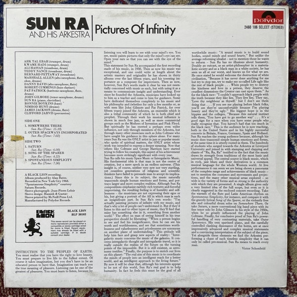 SUN RA AND HIS ARKESTRA Pictures Of Infinity (Black Lion - UK original) (VG+/EX) LP