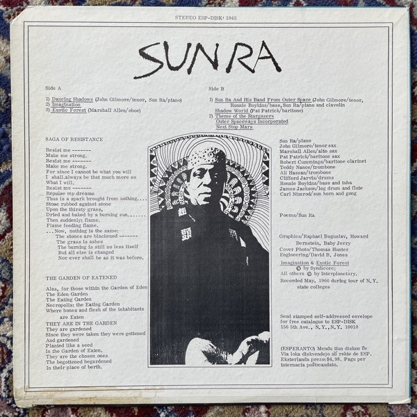 SUN RA Nothing Is... (ESP Disk - USA original) (VG/VG+) LP