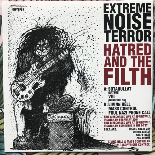 EXTREME NOISE TERROR Hatred And The Filth (Red vinyl) (Distortion - Sweden original) (NM/EX) 7"
