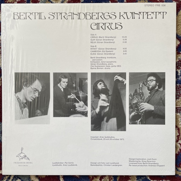 BERTIL STRANDBERGS KVINTETT Cirrus (Frederiksberg - USA reissue) (NM) LP