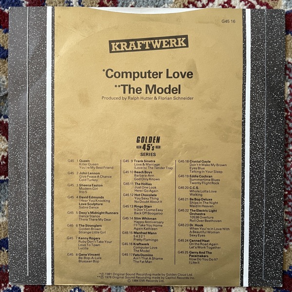 KRAFTWERK Computer Love / The Model (EMI - UK 1984 reissue) (VG+) 7"