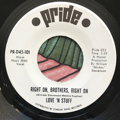 LOVE 'N STUFF Right On, Brothers, Right On (Pride - USA original) (VG+) 7"