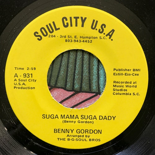 BENNY GORDON Suga Mama Suga Daddy (Soul City - USA original) (VG+) 7"