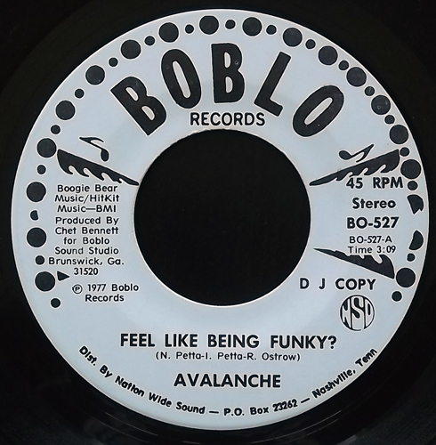 AVALANCHE Feel Like Being Funky? (Promo) (Boblo - USA original) (VG) 7"
