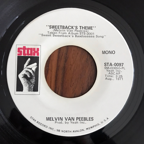 MELVIN VAN PEEBLES Sweetback's Theme (Promo) (Stax - USA original) (VG+) 7"