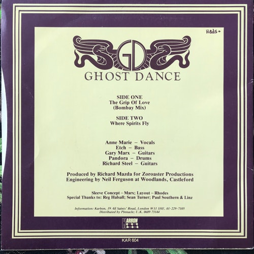 GHOST DANCE The Grip Of Love (Karbon - UK original) (VG+) 7"