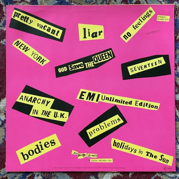 SEX PISTOLS Never Mind The Bollocks Here's The Sex Pistols (Virgin - Europe 1989 reissue) (VG+) LP