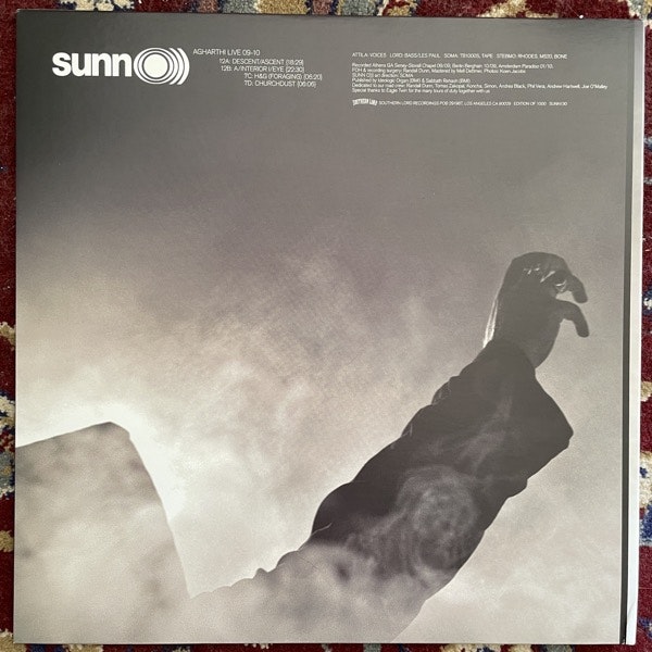 SUNN O))) Agharti Live 09-10 (Greay/black splatter vinyl. With slipmat) (Southern Lord - USA original) (VG+) LP+7"
