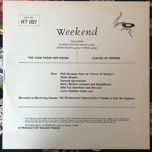 WEEKEND The View From Her Room (Rough Trade - UK original) (VG+) 12"